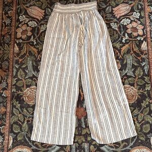 Bebop Beige, Grey, Cream Striped Wide-Leg Pants